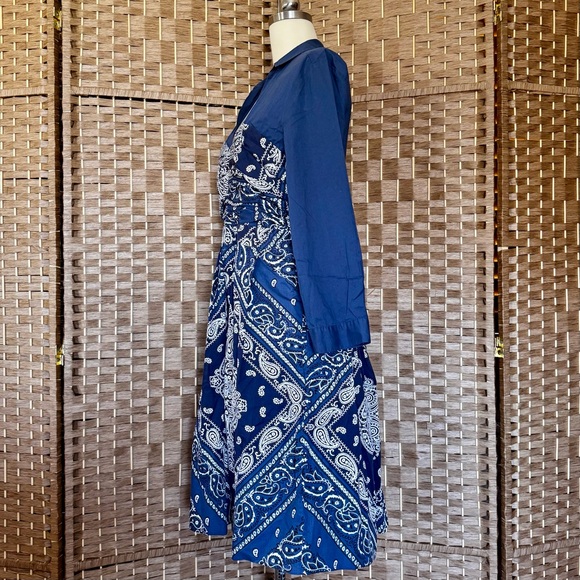 Anthro Holding Horses blue & white bandana dress 14 - Picture 11 of 15